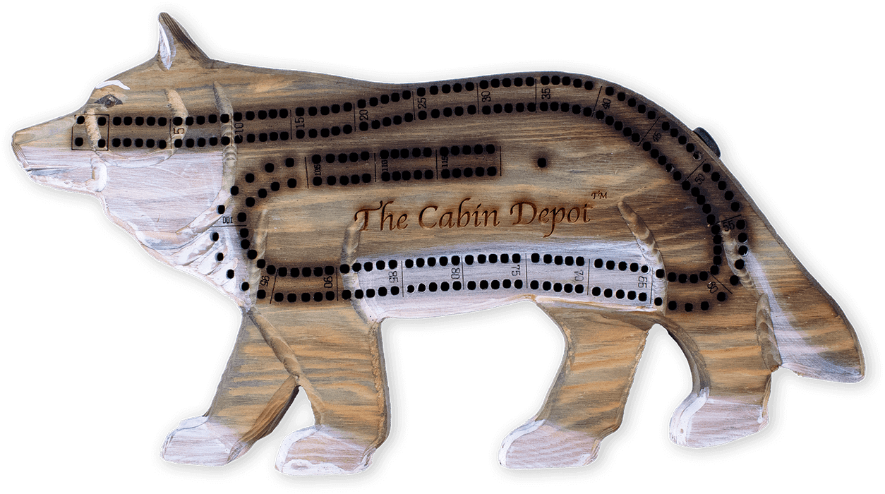 Kedron Hand-Carved Wolf Cribbage Board - by The Cabin Depot