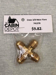 Martin Cross 3/8" Male Flare Adapter by Cabin Depot for off-grid solutions, brass fitting for secure connections, SKU 741378.