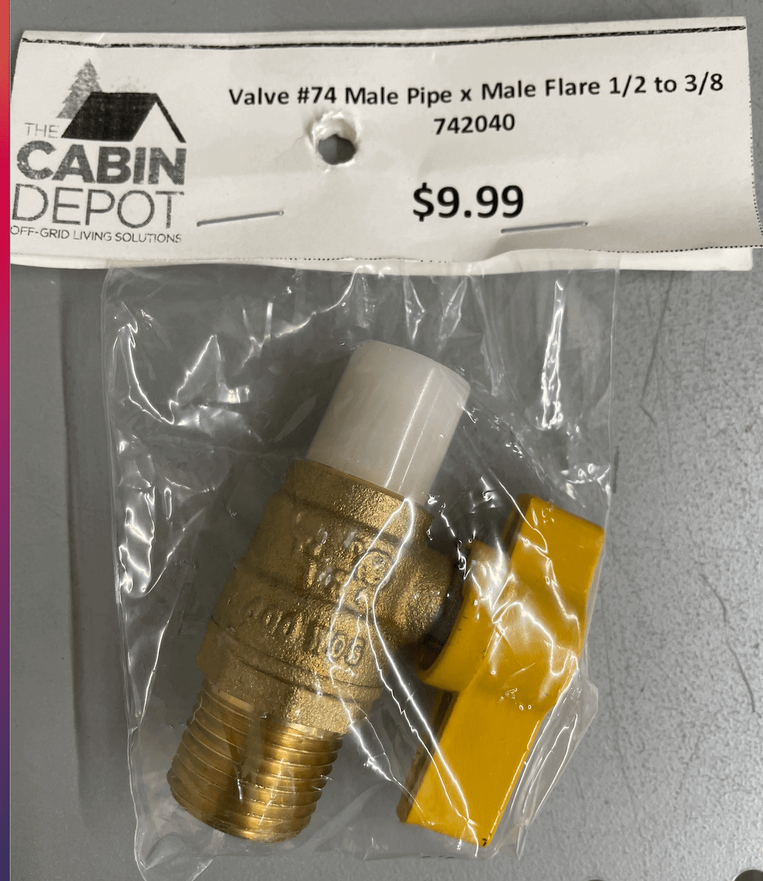 Martin Valve #74 1/2" x 3/8" Male Pipe to Flare, Cabin Depot SKU 742040, plumbing accessory for off-grid solutions.