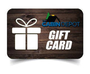 Cabin Depot gift card - a perfect gift choice. No fees, email delivery, or call 1-844-603-4743 for physical card option.