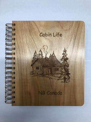NWL Journal with Cabin Life design on wooden cover from Cabin Depot, NB Canada. Perfect for jotting cabin experiences.