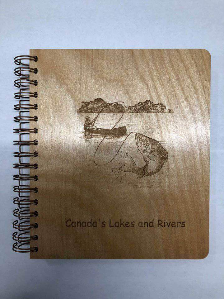 NWL Journal with engraved 'Canada's Lakes and Rivers' design, available at Cabin Depot.