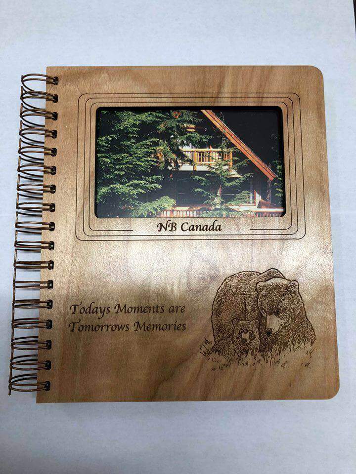 NWL Photo Album featuring a rustic cabin design from Cabin Depot. Preserve memories with this NB Canada themed photo book.