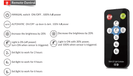 Remote control for Kedron 24W Solar LED Light with manual and automatic settings, brightness adjustment, and timer functions. Cabin Depot.