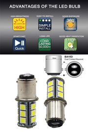 LED RV replacement bulb 1142/BA15D in 6500K white by Cabin Depot, with high brightness, easy install, and 50,000 hour lifespan.