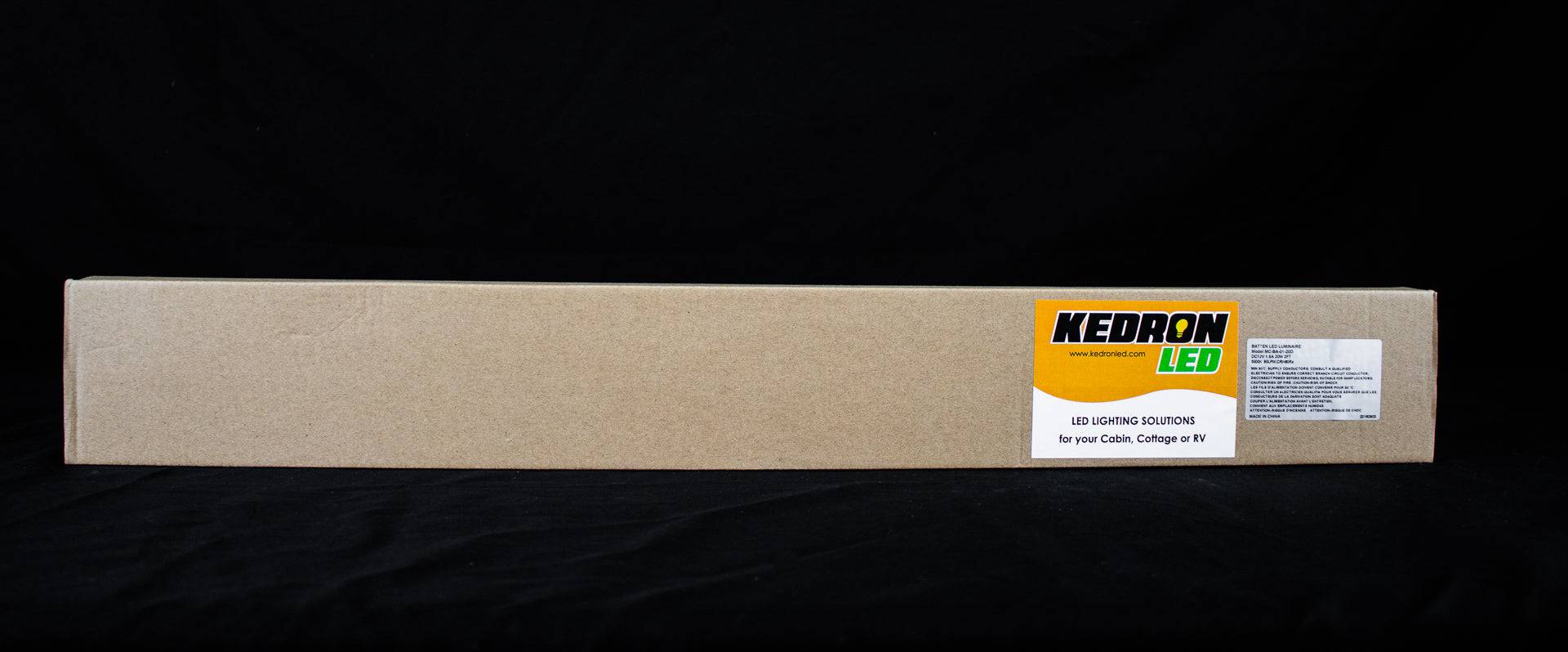 Kedron 20W 12vDC LED 24" Cool White Light packaging from Cabin Depot for residential, commercial, and industrial use.