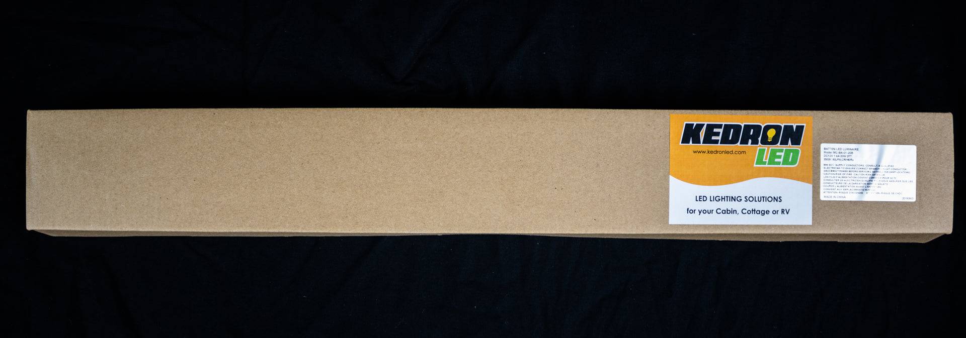 Kedron 20W 12vDC LED 24" Light packaging for Cabin Depot - Warm White LED lighting for residential, commercial, industrial use.