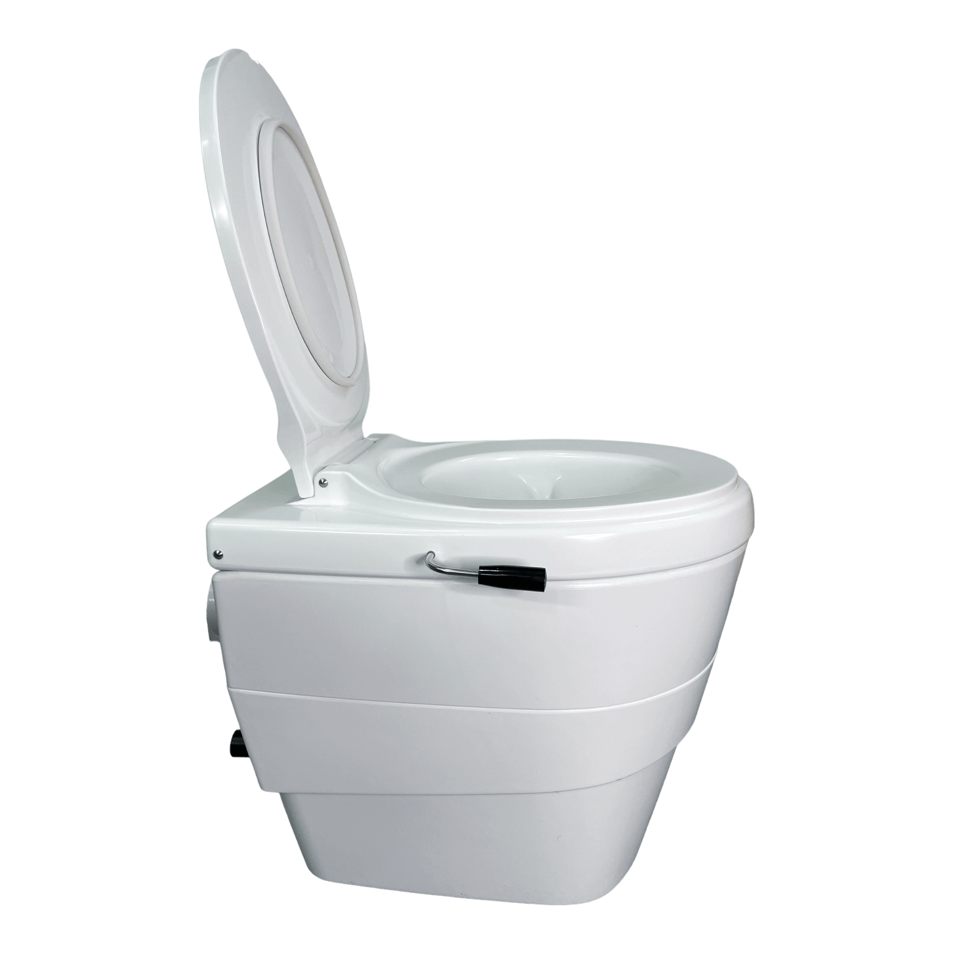 Thinktank Waterless Toilet from Cabin Depot, made in Canada with patented design and stainless steel components for easy cleaning.