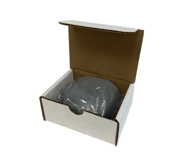 OGO Shell Vent in open box packaging, part of venting system for OGO toilets to direct odour out of living spaces.