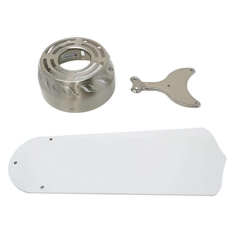 Components of Trusty 12V 36" DC Ceiling Fan in White with Silver Blades by Cabin Depot, showing sleek design and easy installation features.