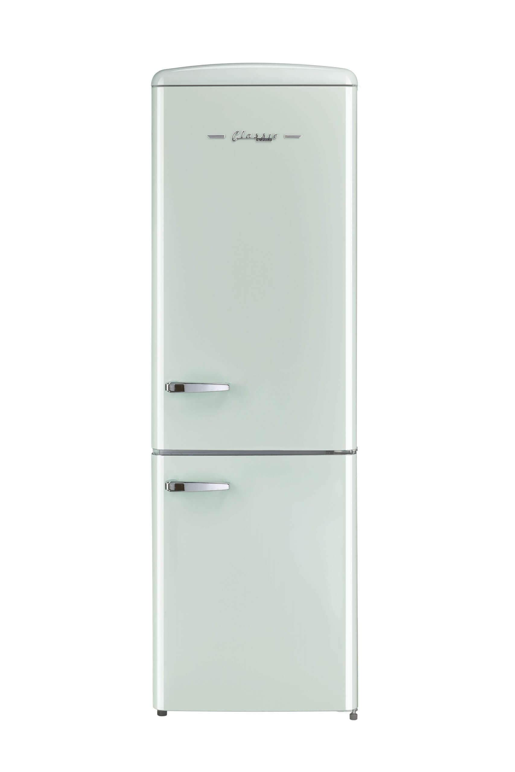 Classic Retro Electric Bottom Mount AC Refrigerator 12 cu. ft. by Unique at Cabin Depot - Vintage design fridge perfect for frozen and fresh food.