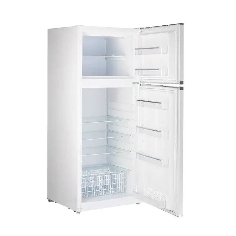 Classic Retro 14 Cu/Ft Solar DC Fridge in White by Cabin Depot, featuring mid-century design and energy-efficient storage for off-grid living.