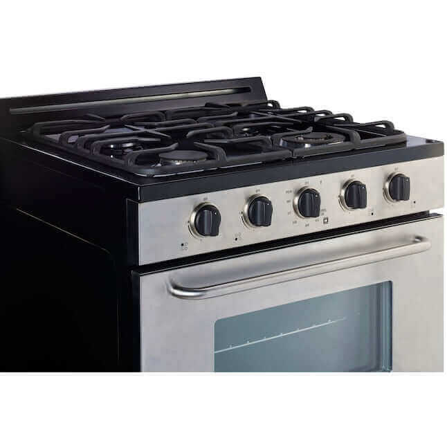 Unique 30 inch Propane Range with Battery Ignition in Stainless Steel - Available at Cabin Depot