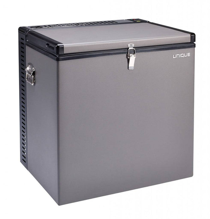 UNIQUE 2 CU/FT Propane Chest Freezer by Cabin Depot, ideal for camping with 3-way power options: propane, 12V, and 110V.