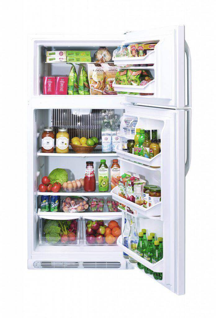 Unique 22 Cu/Ft Direct Vent Propane Fridge - White, optimized for cabin use, available at Cabin Depot. Spacious interior with organized shelves.