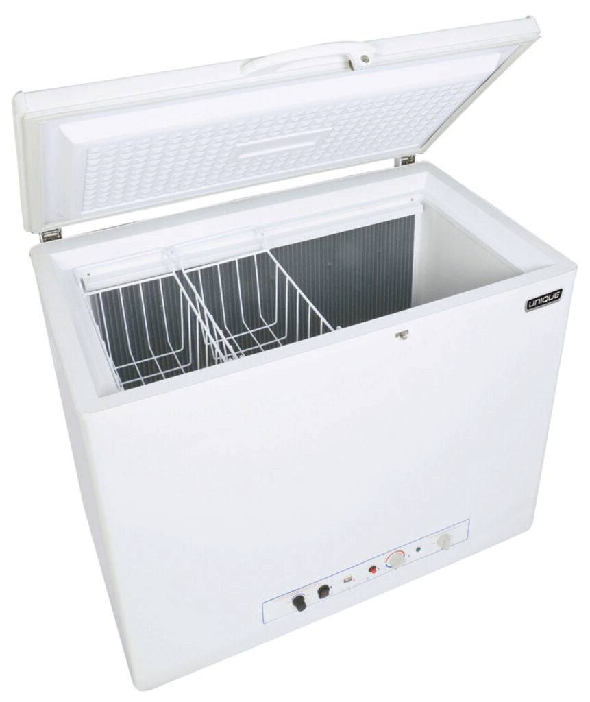 Unique 6 Cu/Ft Propane Chest Freezer - White, dual-powered for off-grid living, available at Cabin Depot