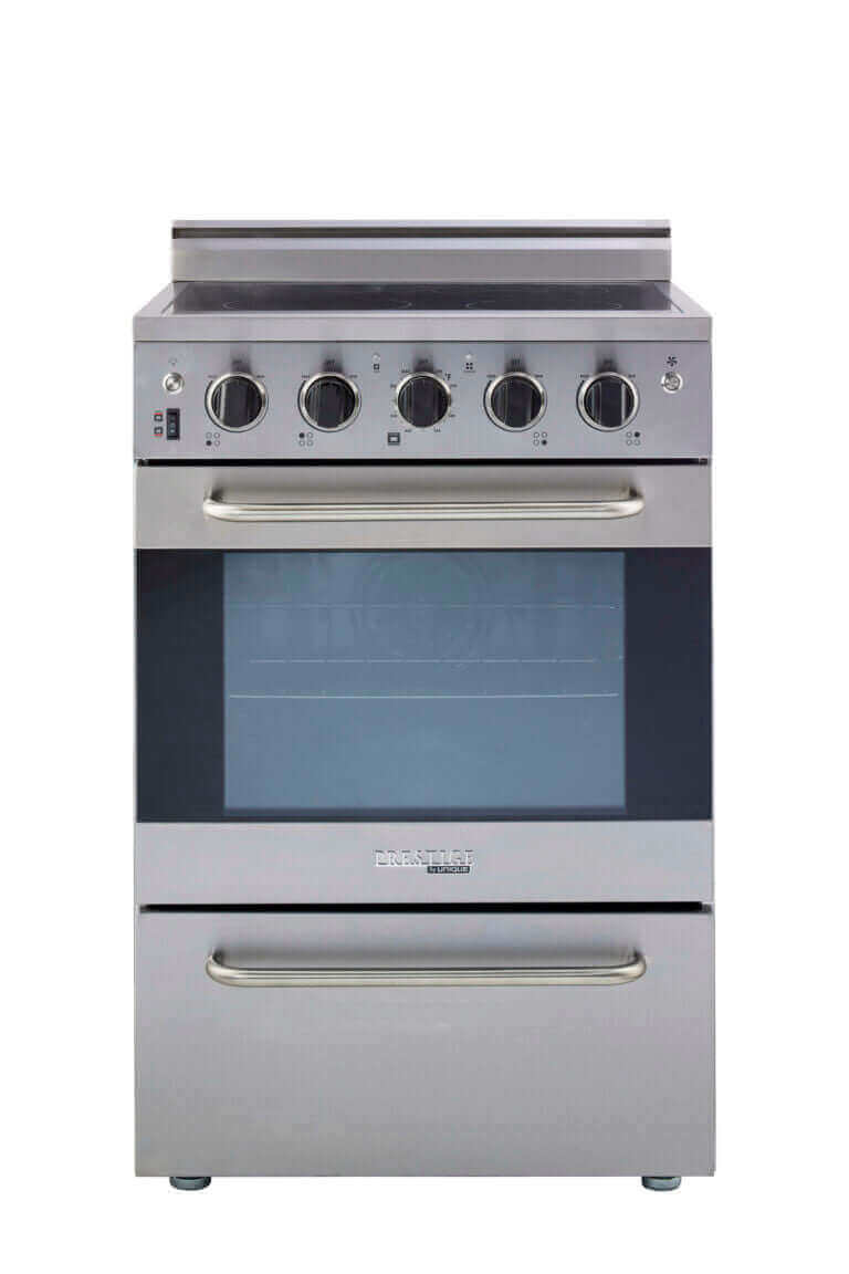 Prestige 24" Stainless Steel Electric Convection Range with SmoothTop, available at Cabin Depot, ideal for compact kitchens.