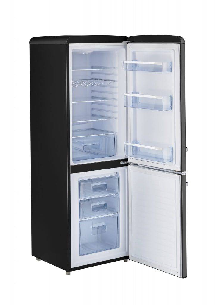 Unique 7 Cu/Ft Bottom Mount Retro AC Refrigerator in Marshmallow White, available at Cabin Depot, ideal for grid-tied homes.