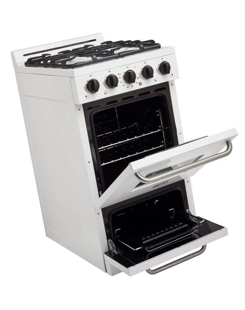 Unique 20" Propane Classic Range with battery ignition, available at Cabin Depot. Affordable off-grid cooking solution.