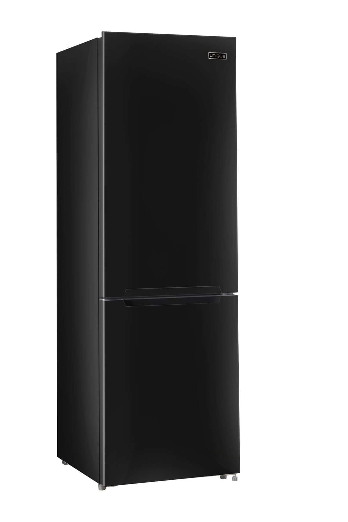 Unique 12 Cu/Ft 325L DC Bottom Mount Refrigerator, frost-free design, energy-efficient compact fridge with glass shelves, available at Cabin Depot