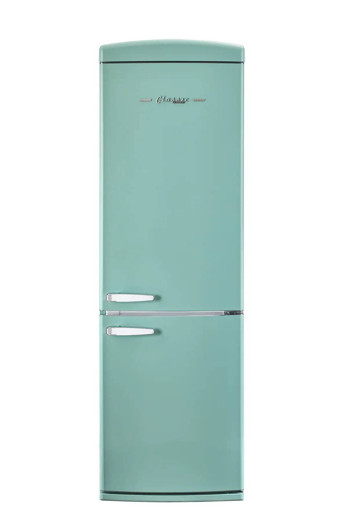 Unique 12 Cu/Ft 340L Classic Retro Bottom Mount Refrigerator in mint green available at Cabin Depot