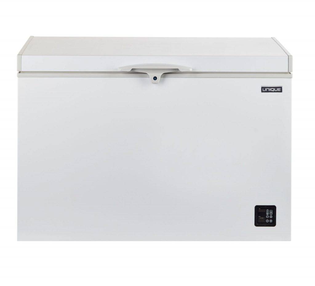 Unique 9.3 Cu/Ft Solar Powered DC Chest Freezer - White, available at Cabin Depot for energy-efficient cooling.