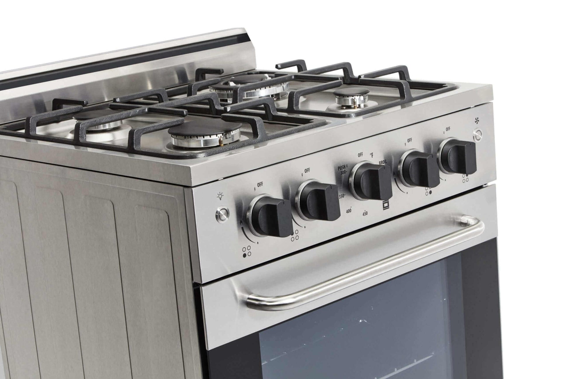 Unique Prestige 24'' Stainless Convection Gas Range, Electric Ignition - Ideal for Cabin Depot kitchens, compact style and power.