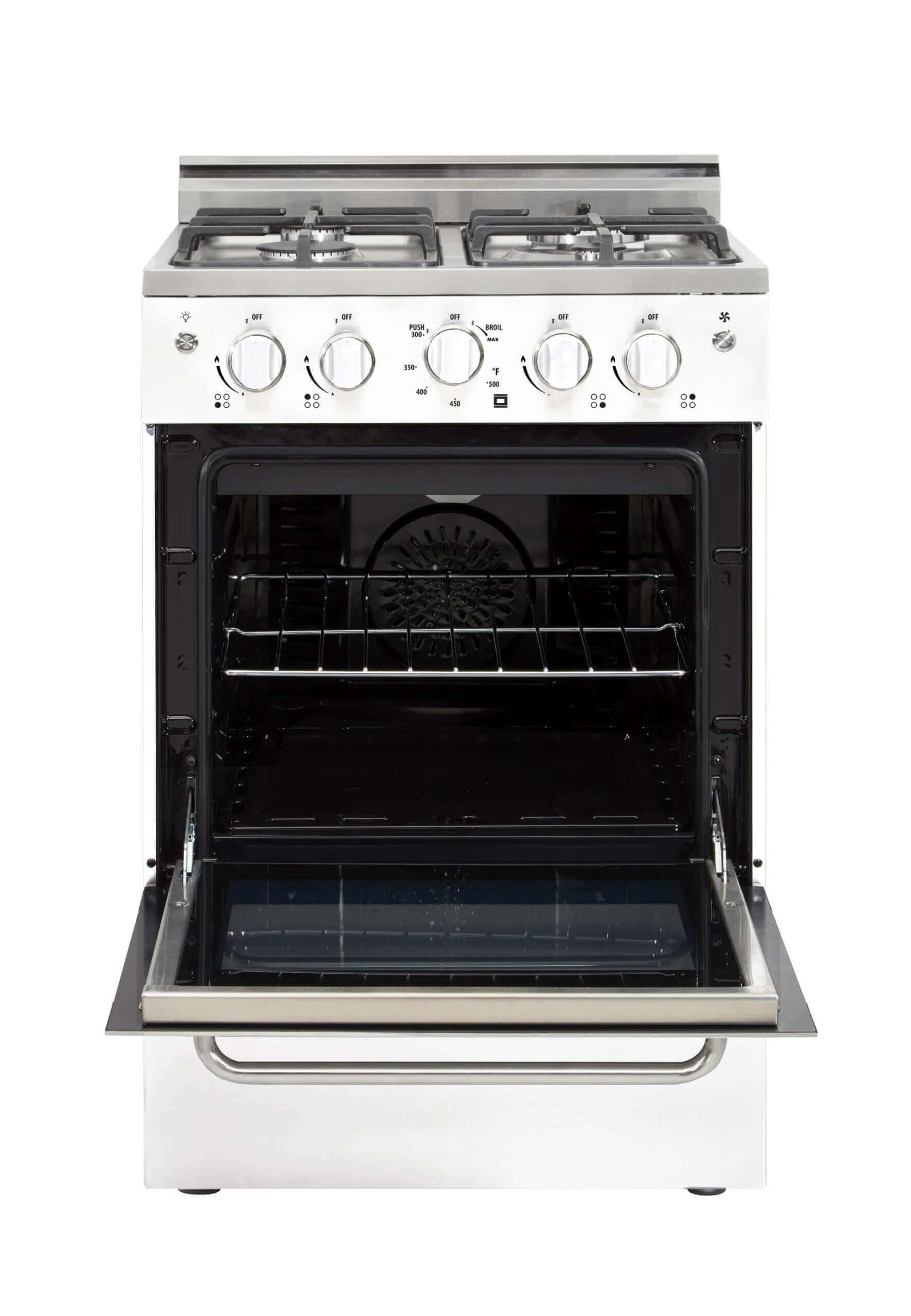 Unique Prestige 24" Convection Gas Range with Electric Ignition for compact spaces, Cabin Depot appliance