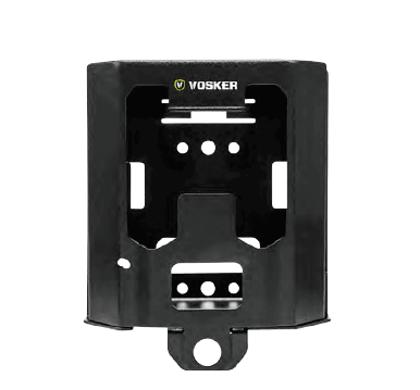 Vosker steel security box for V100 and V200 cameras, weather-resistant, available at Cabin Depot, protects against theft and damage.