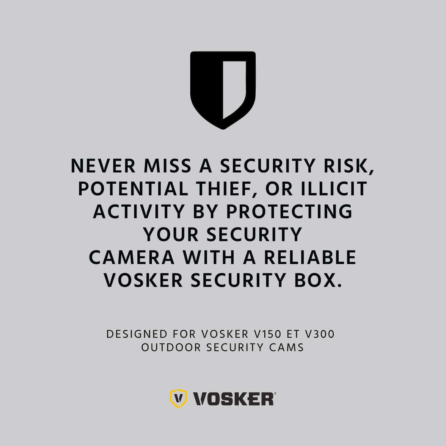 Vosker steel security box for V150 and V300 cameras, protect against theft and damage. Available at Cabin Depot.