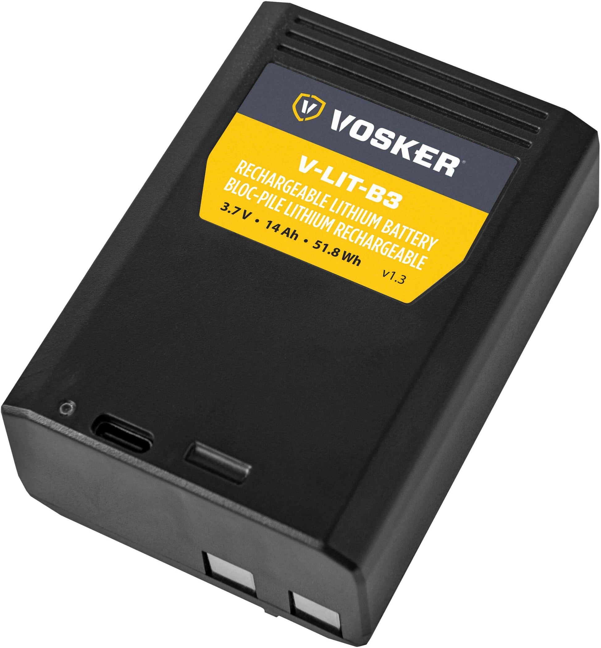 Vosker V300 rechargeable lithium battery for Cabin Depot security cameras, 14000mAh, micro-USB, 3.7V, ideal for uninterrupted surveillance