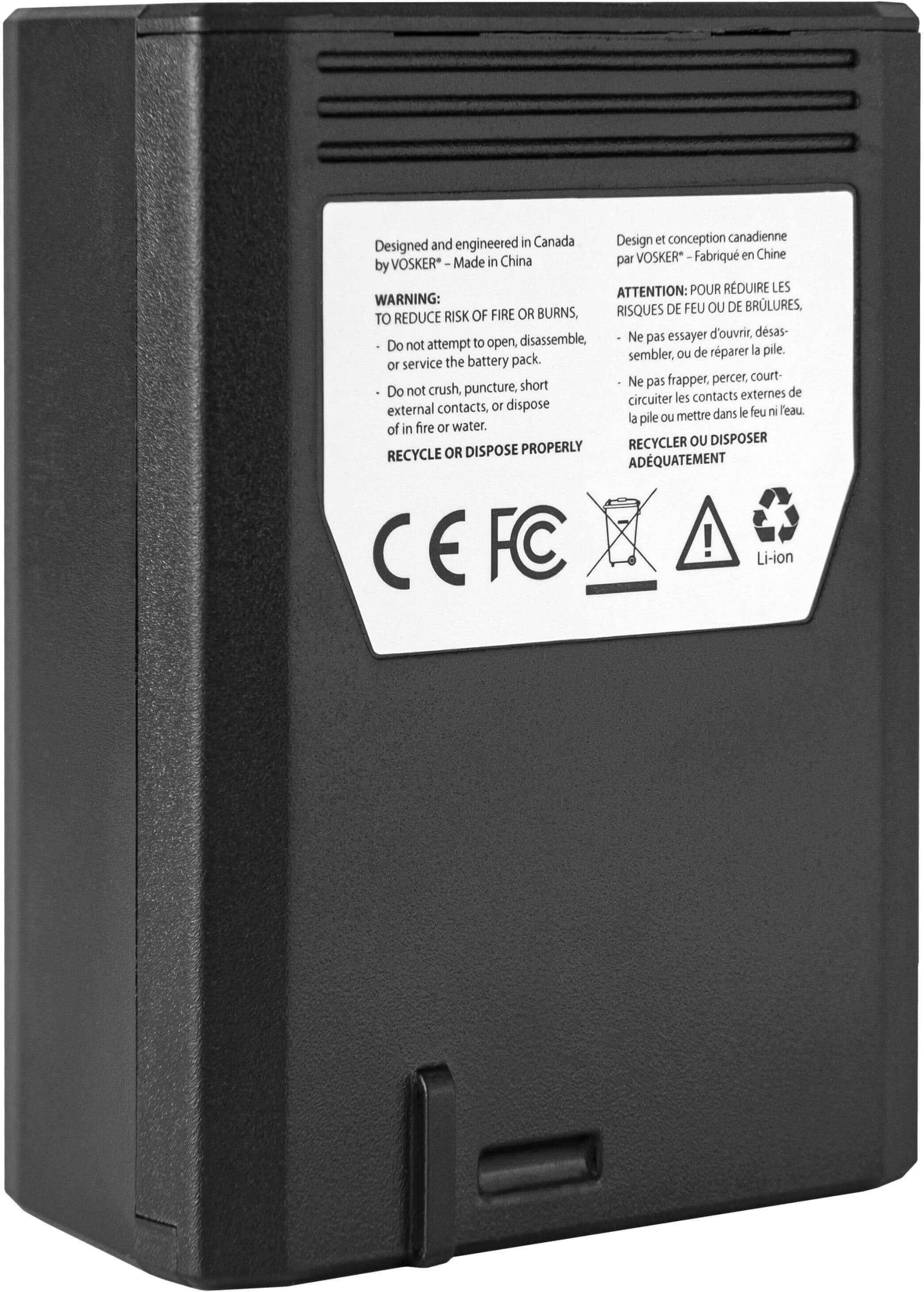 Vosker V300 Rechargeable Battery Pack for Cabin Depot security cameras, 14,000mAh capacity, micro-USB, 3.7V lithium battery.