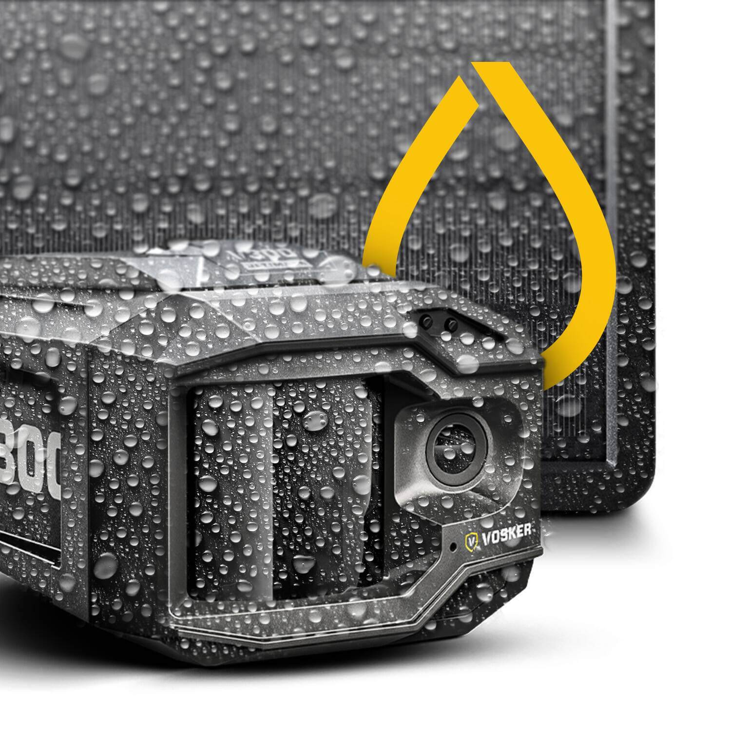 Vosker V300 security camera with solar panel designed for Canadian use, featuring rain protection and Cabin Depot reliability.