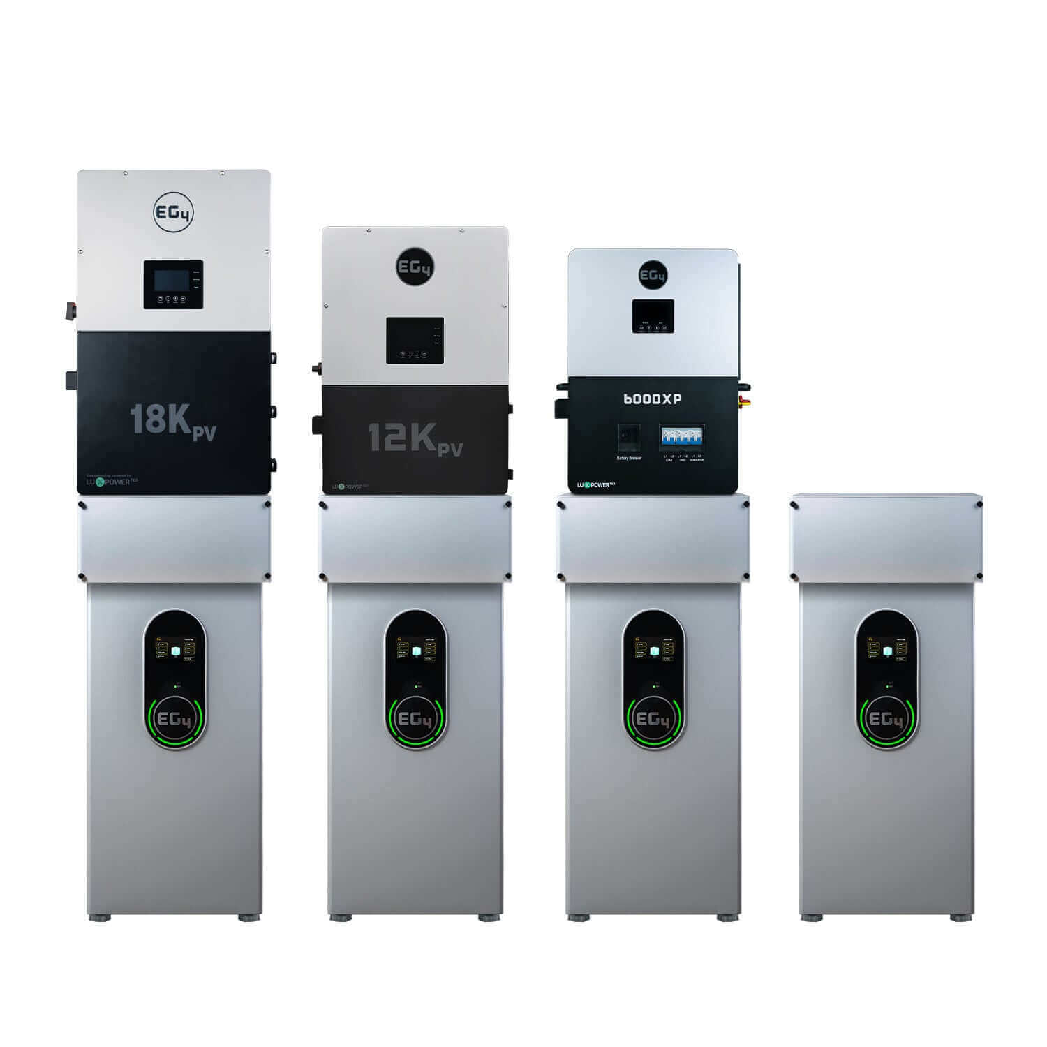 EG4 18kPV, 12kPV, and 6000XP inverters with WallMount Indoor 280Ah Lithium Battery, available at Cabin Depot.