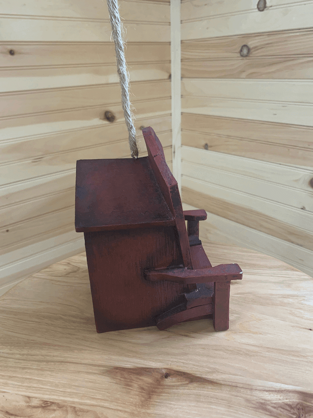 Side view of Adirondack Chair Birdhouse for cabins - Cabin Depot