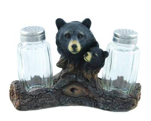 Black Bear Log Salt and Pepper Holder - Uncategorized by Wilcor