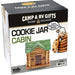 Cabin-shaped cookie jar packaging by Wilcor, featuring a log cabin design, perfect for storing cookies; made from heavy dolomite.