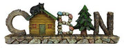 Wilcor Lite Up Cabin Word Sign with bear and tree design, polystone material, available at Cabin Depot, size 12x2.5x4.25 inches.