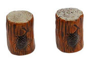 Rustic Wilcor cabin depot salt and pepper shakers, log design, heavy dolomite, FDA approved, ideal for kitchen decor, 1.5"x1.5"x2.5".