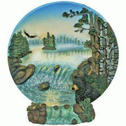 Wilcor Bear Scenic Plate showcasing forest stream and wildlife for Cabin Depot
