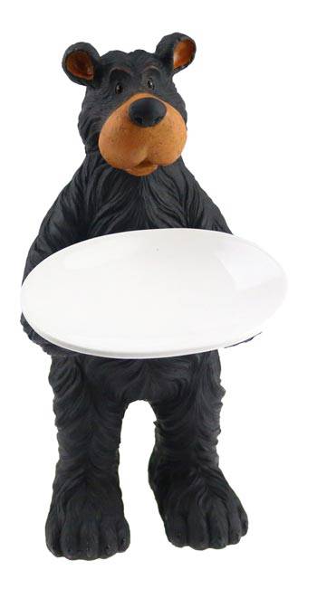 Bear standing soap dish holder with a white plate, perfect for bathrooms and kitchens.