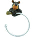 "Willie Bear towel hoop with bear figure holding a metal ring, 8.5 x 12 x 4 inches towel holder for bathroom decor"