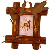 Hand-painted metal duck wood picture frame by Cabin Depot, featuring a rustic design and poly resin craftsmanship.