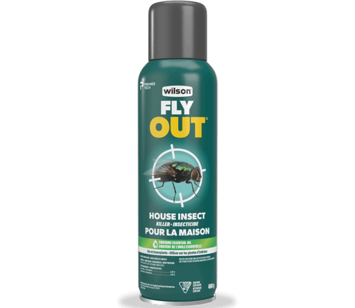 Wilson Fly Out House & Indoor Garden Insect Killer Aerosol 400G for flying and crawling pests control indoors and outdoors.