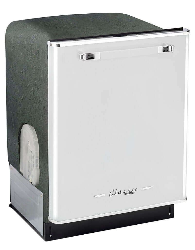 Unique 24-inch Classic Retro Dishwasher with chrome accents from Cabin Depot