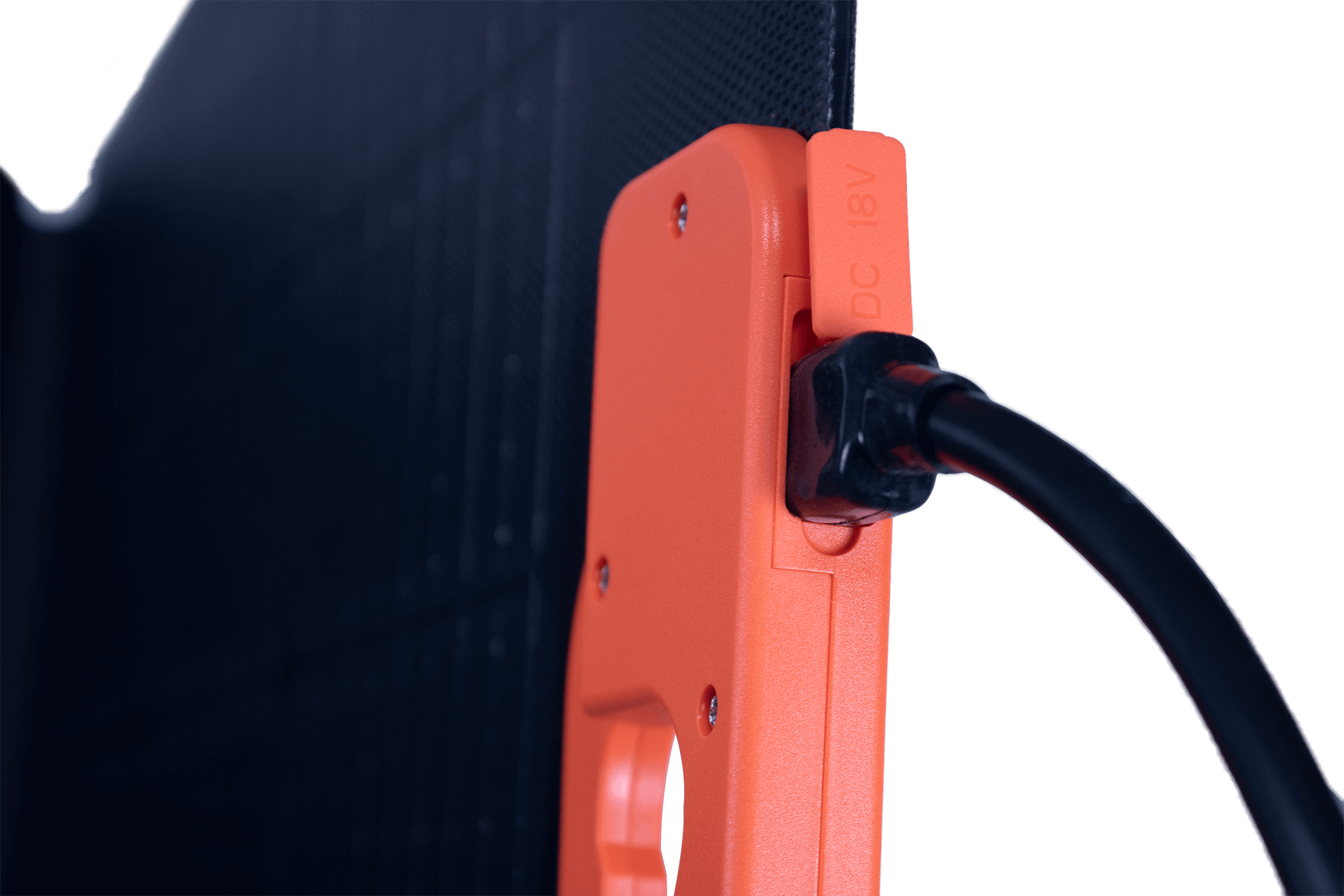 Kedron 100W Solar Panel Kit close-up, ideal for Cabin Depot portable generators, featuring easy connection with DC 18V socket.