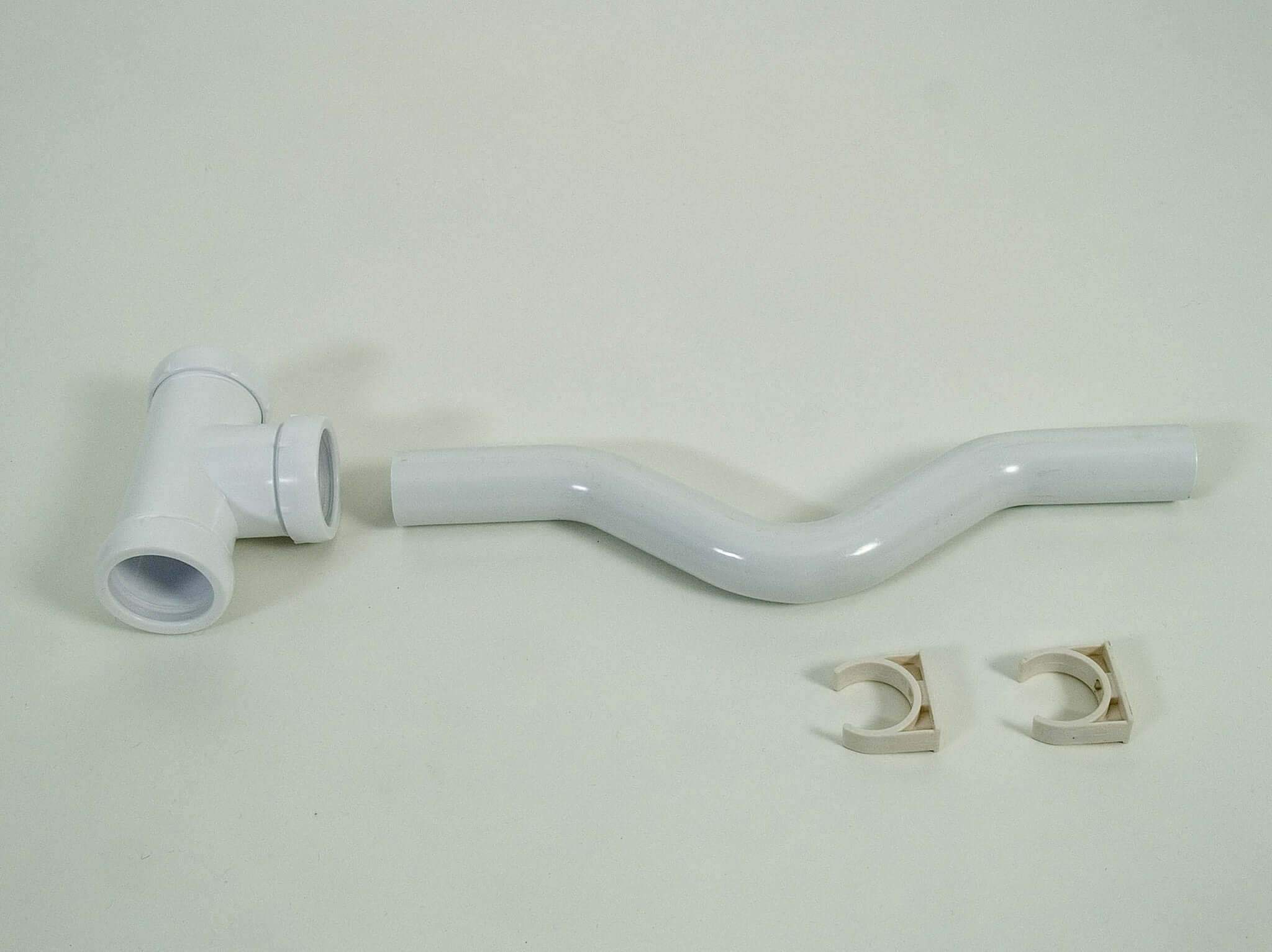 Separett Waterseal components including T-pipe, U-bend pipe, and wall mounts for greywater systems, available at Cabin Depot.