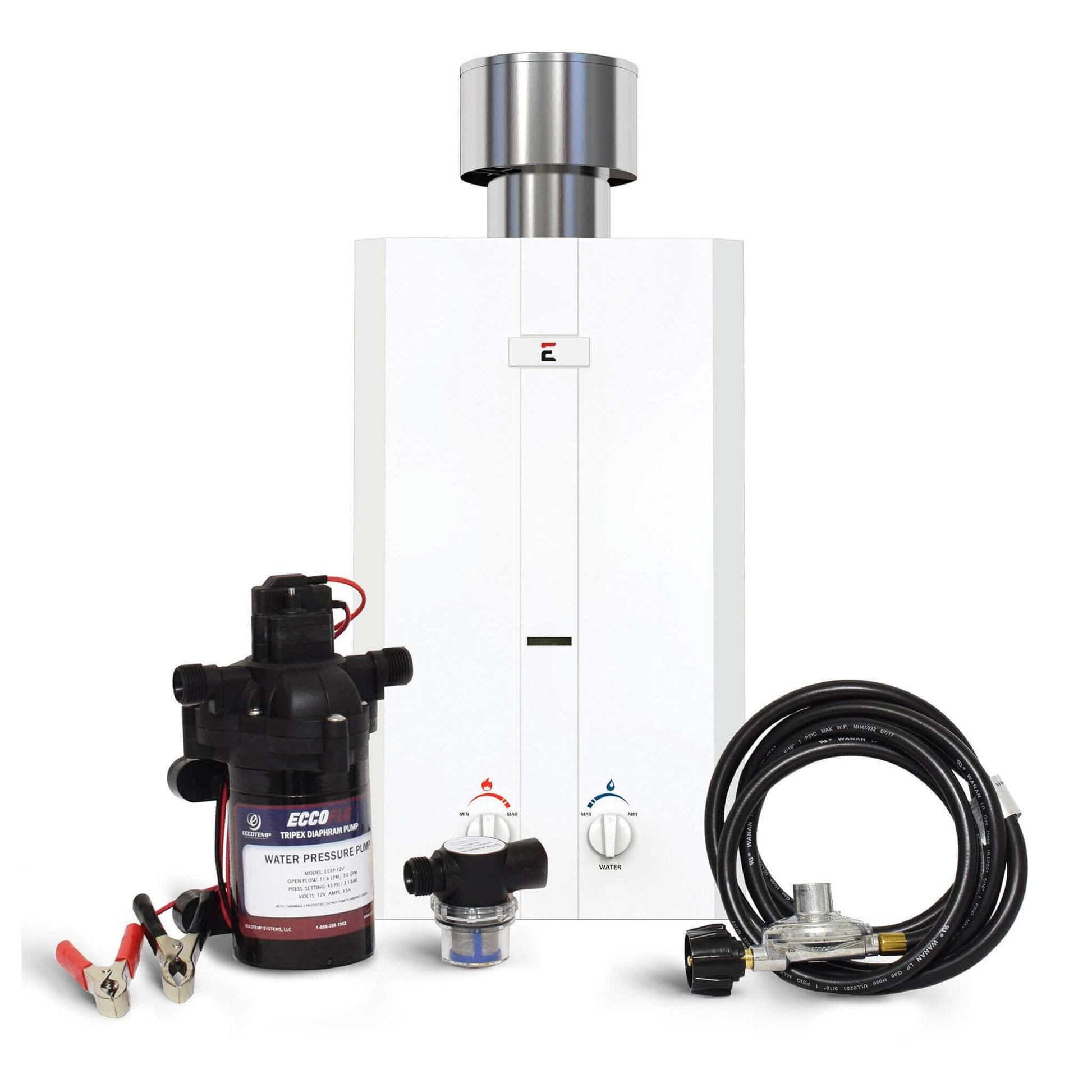 Eccotemp L10 Outdoor Tankless Water Heater with Eccoflo Pump and Strainer for cabin use by Cabin Depot