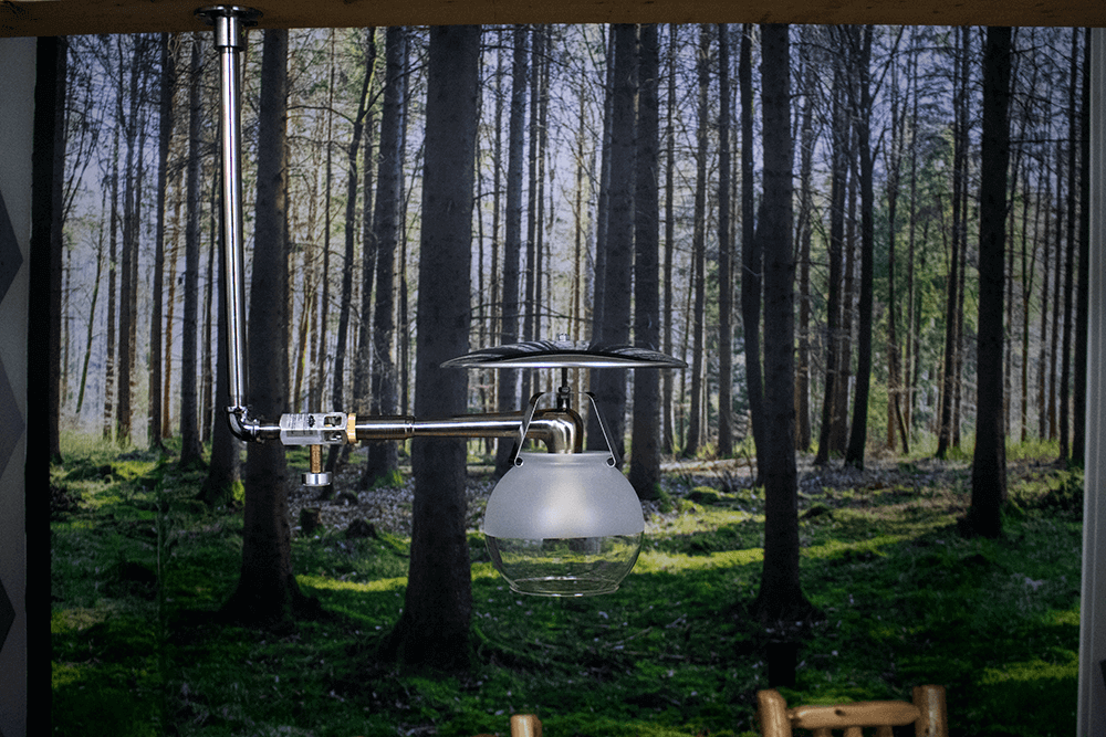 Midstate Model 450 Propane Ceiling Lamp, available at Cabin Depot, offering adjustable 100W brightness, OTL certified, perfect for cabins.