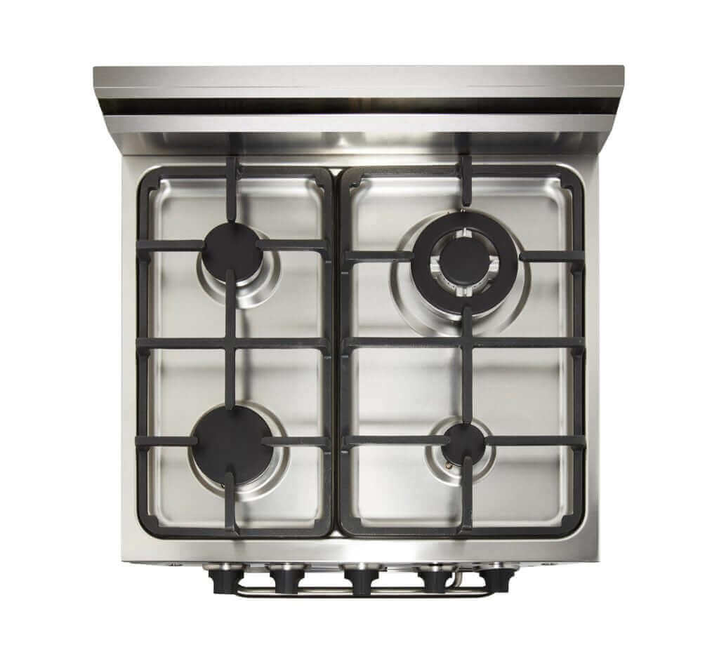 Unique Prestige 20" Convection Gas Range top view with cast-iron grates. Available at Cabin Depot for efficient cooking. UGP-20V PC1